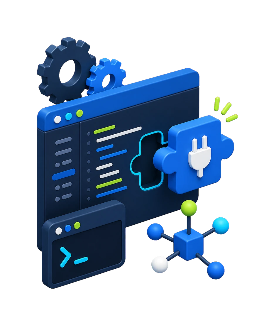 Módulo de software conectándose a un editor de código