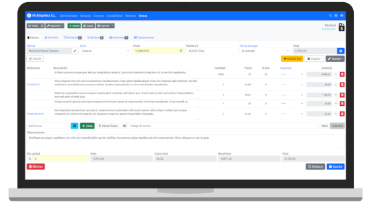 Captura de FacturaScripts: facturación y contabilidad