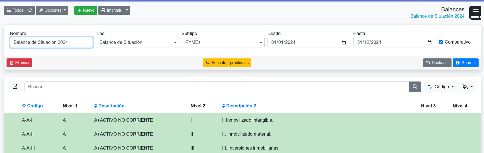 rellenar balance de situacion