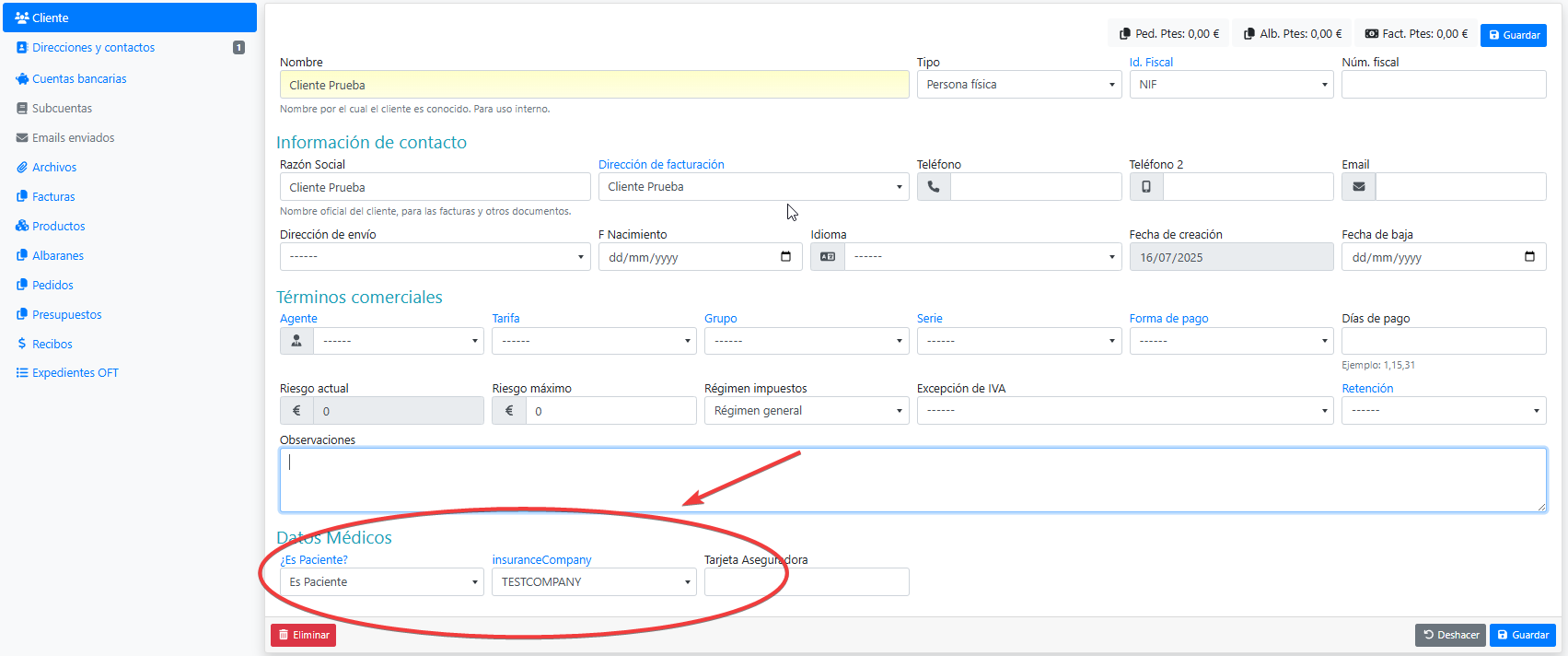 Seccion Datos Médicos