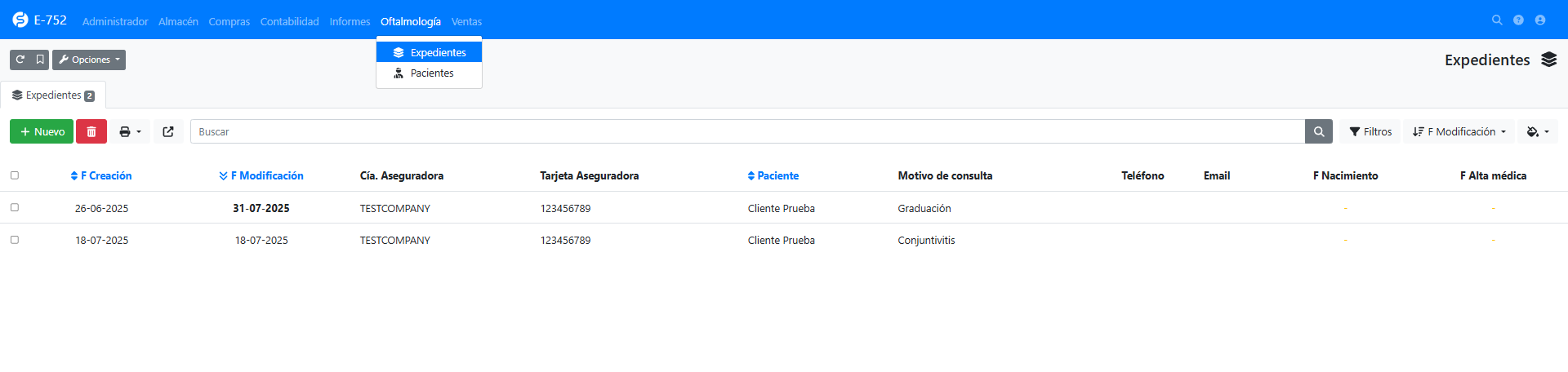 Listado de Expedientes