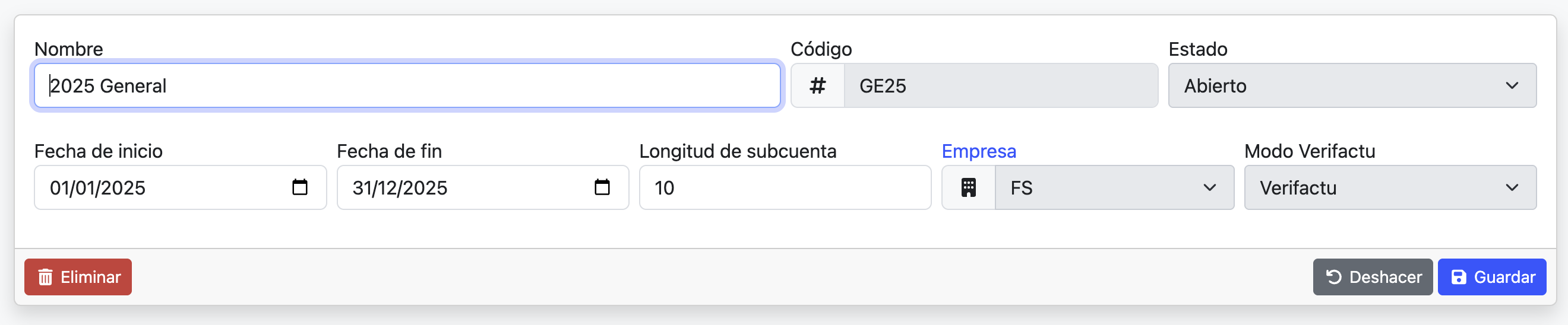 Configurar ejercicio
