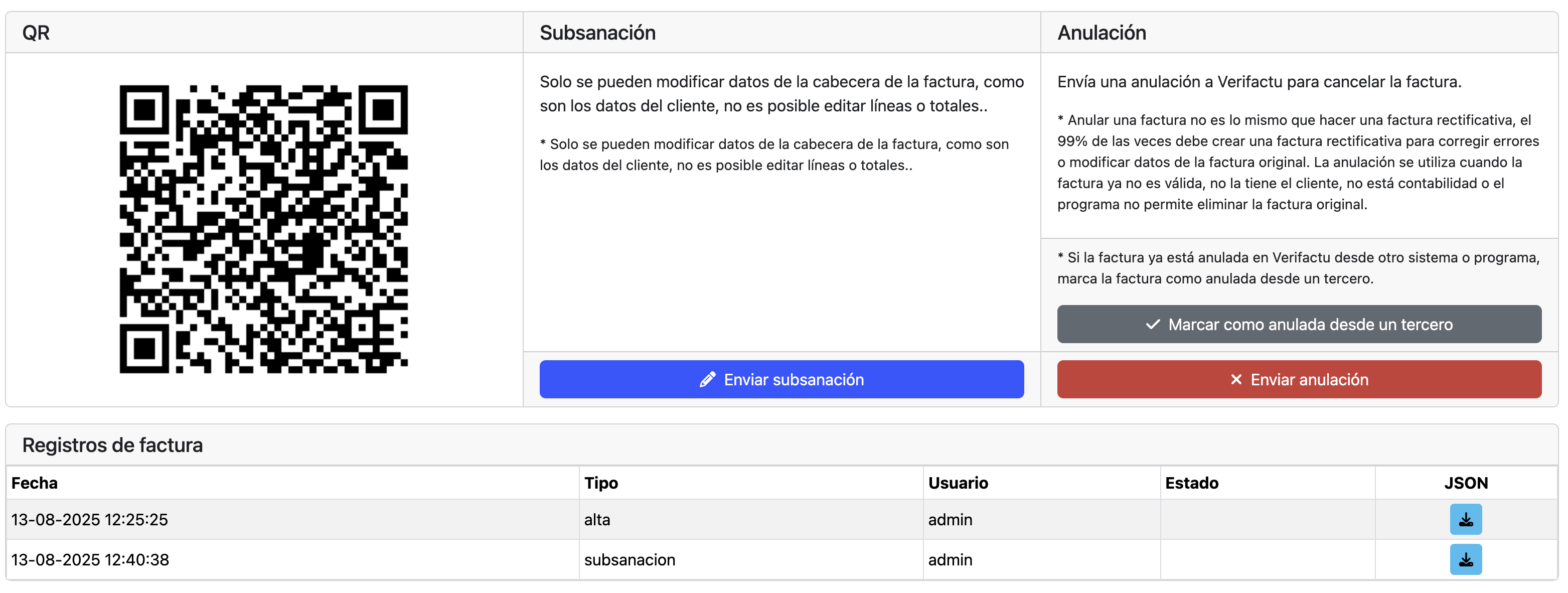 Cómo subsanar una factura en Verifactu