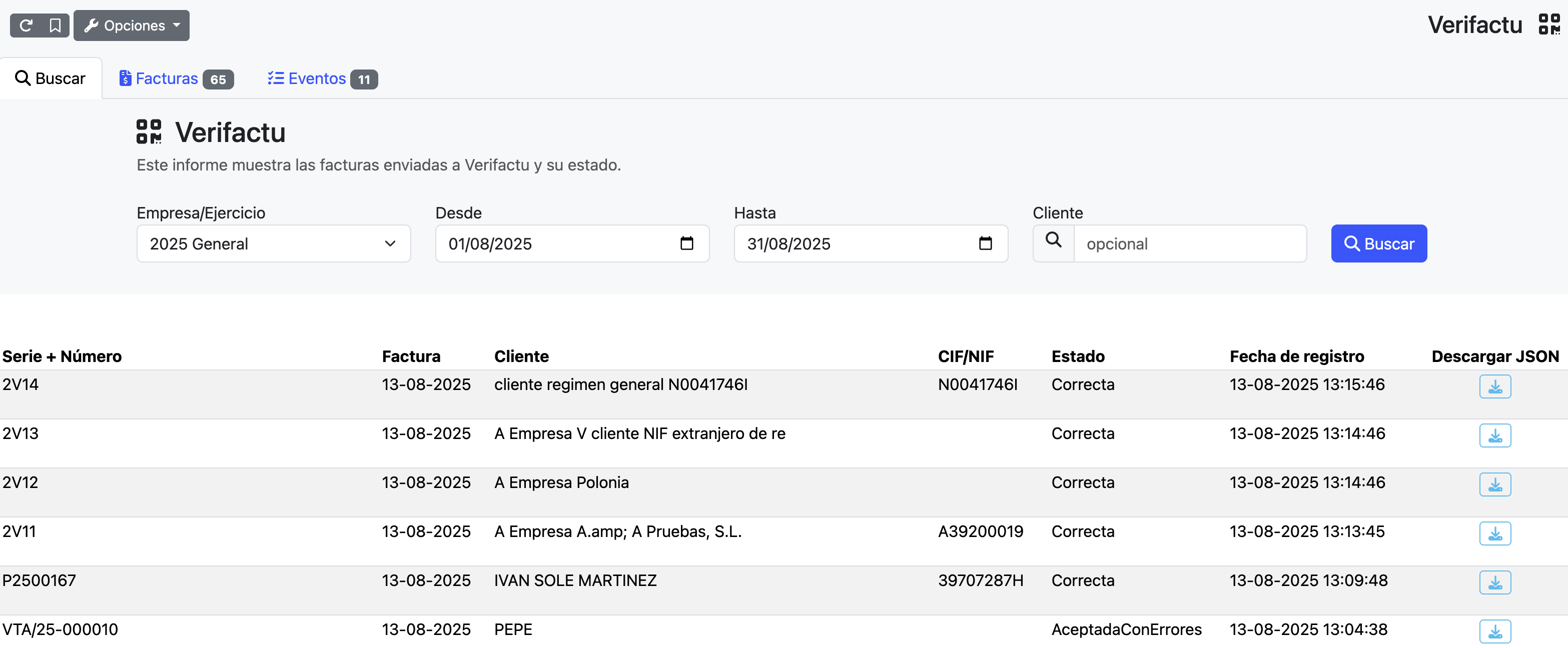 Buscar facturas en la AEAT