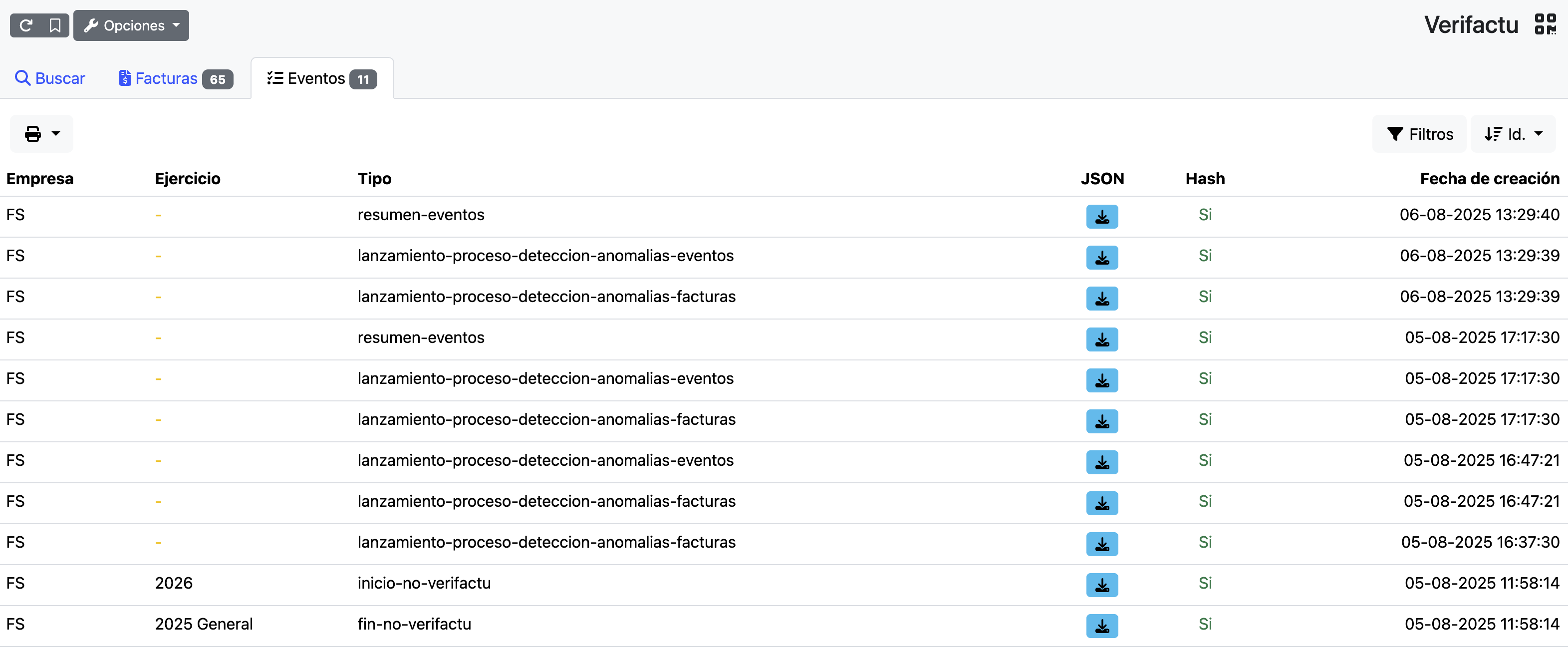 registros de eventos