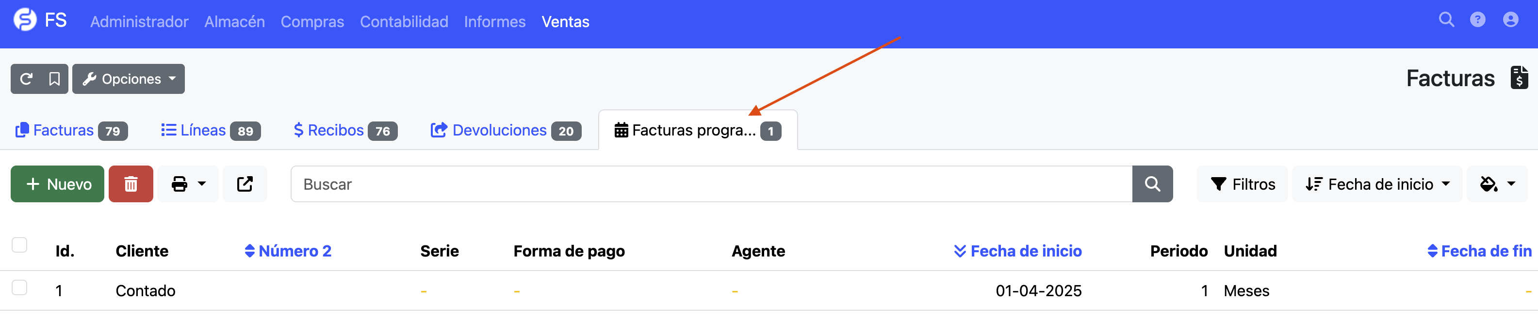 Como crear una factura programada