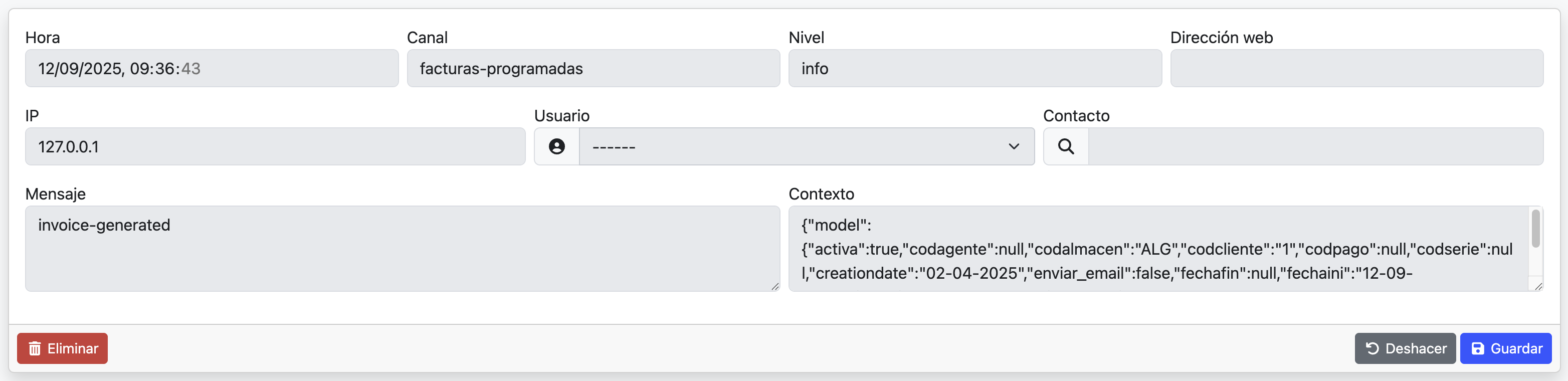 Creación automática de facturas programadas