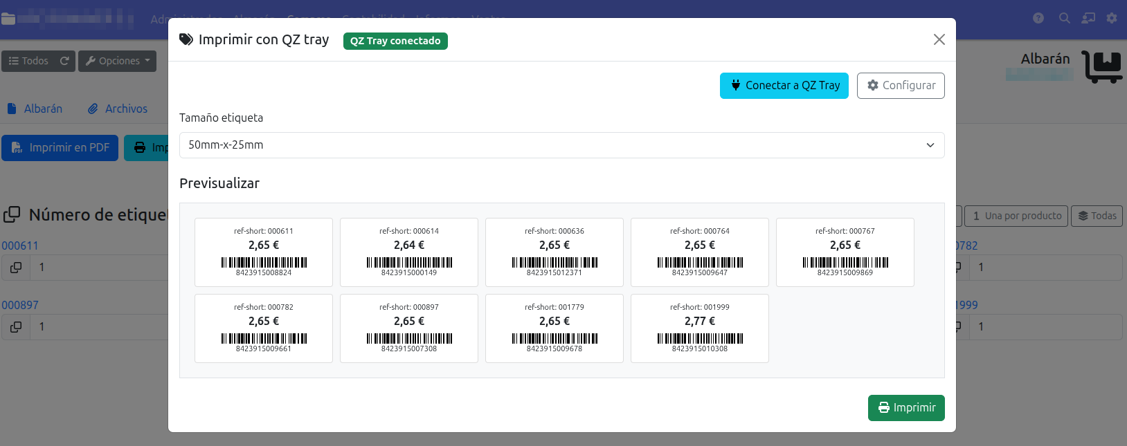 imprimir etiquetas qz