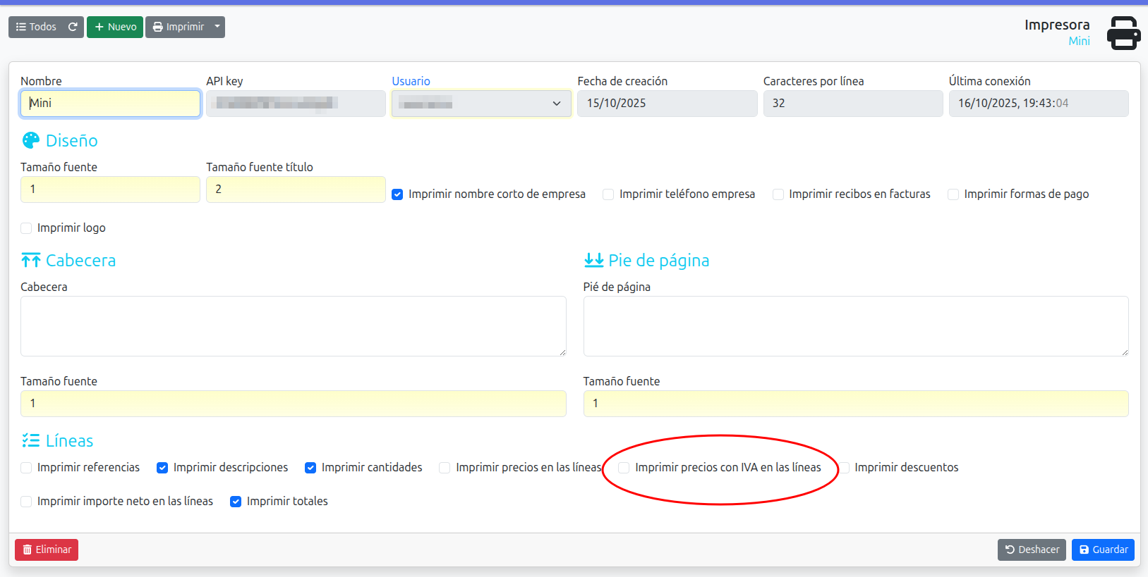 imprimir precios con impuestos