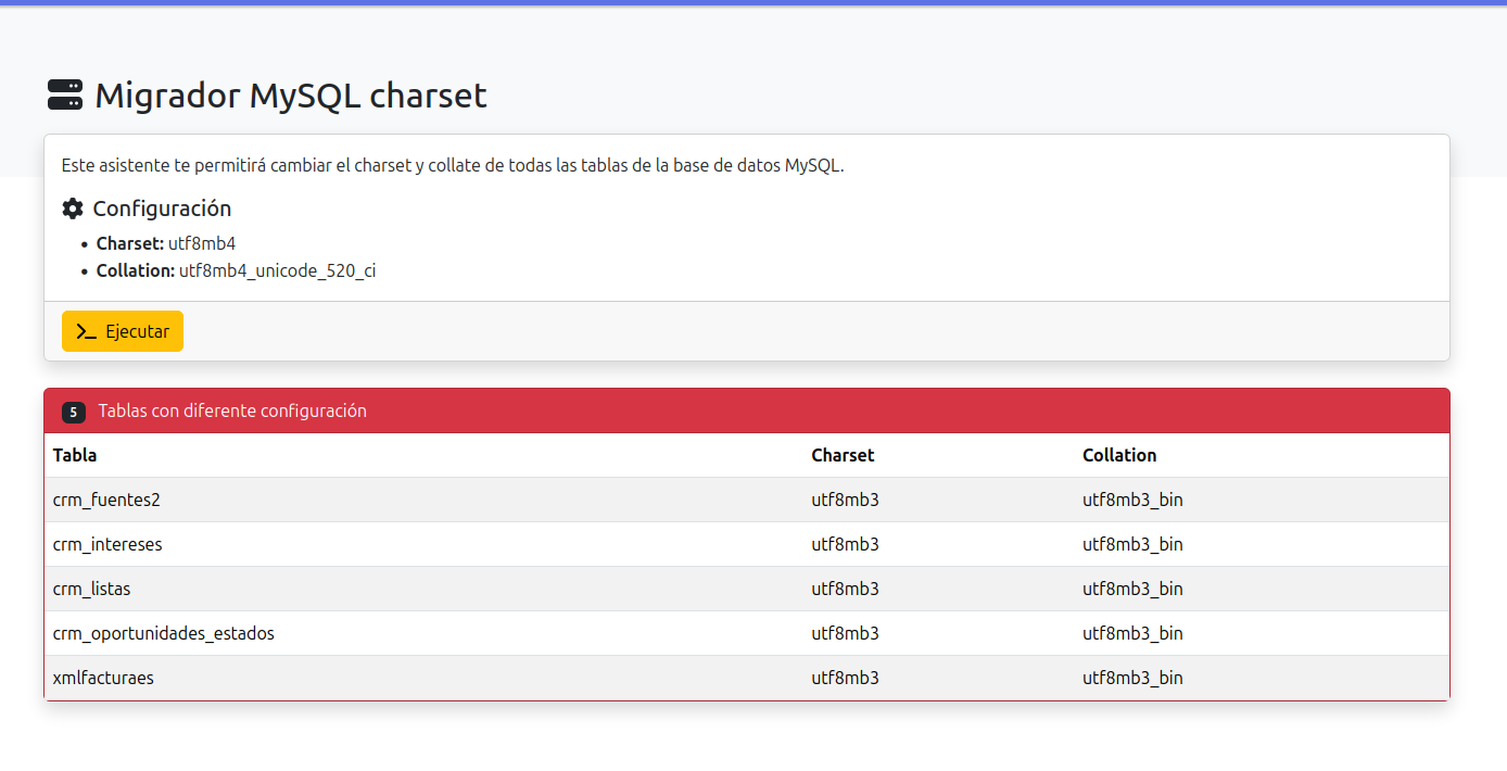 ejecutar migracion mysql