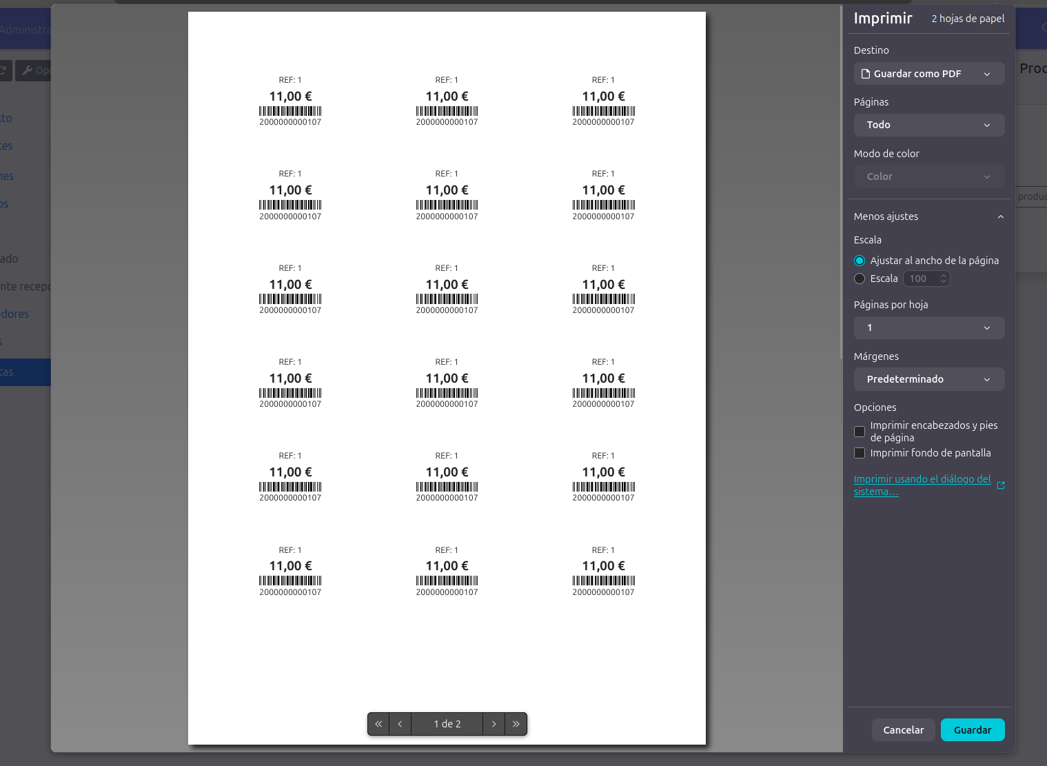 formato 21 etiquetas