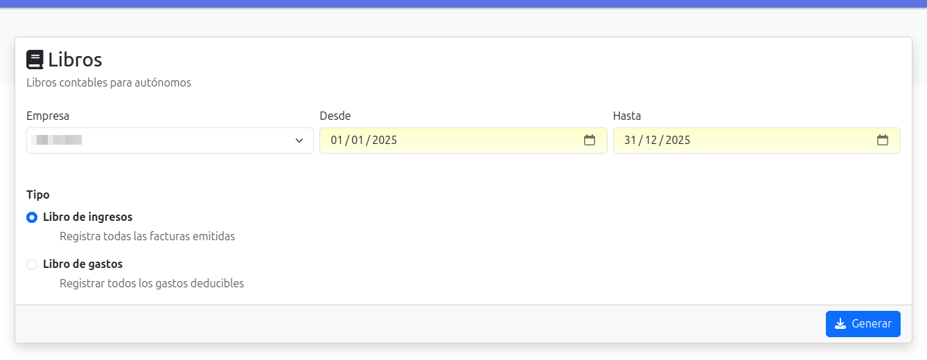 generar libros ingresos y gastos