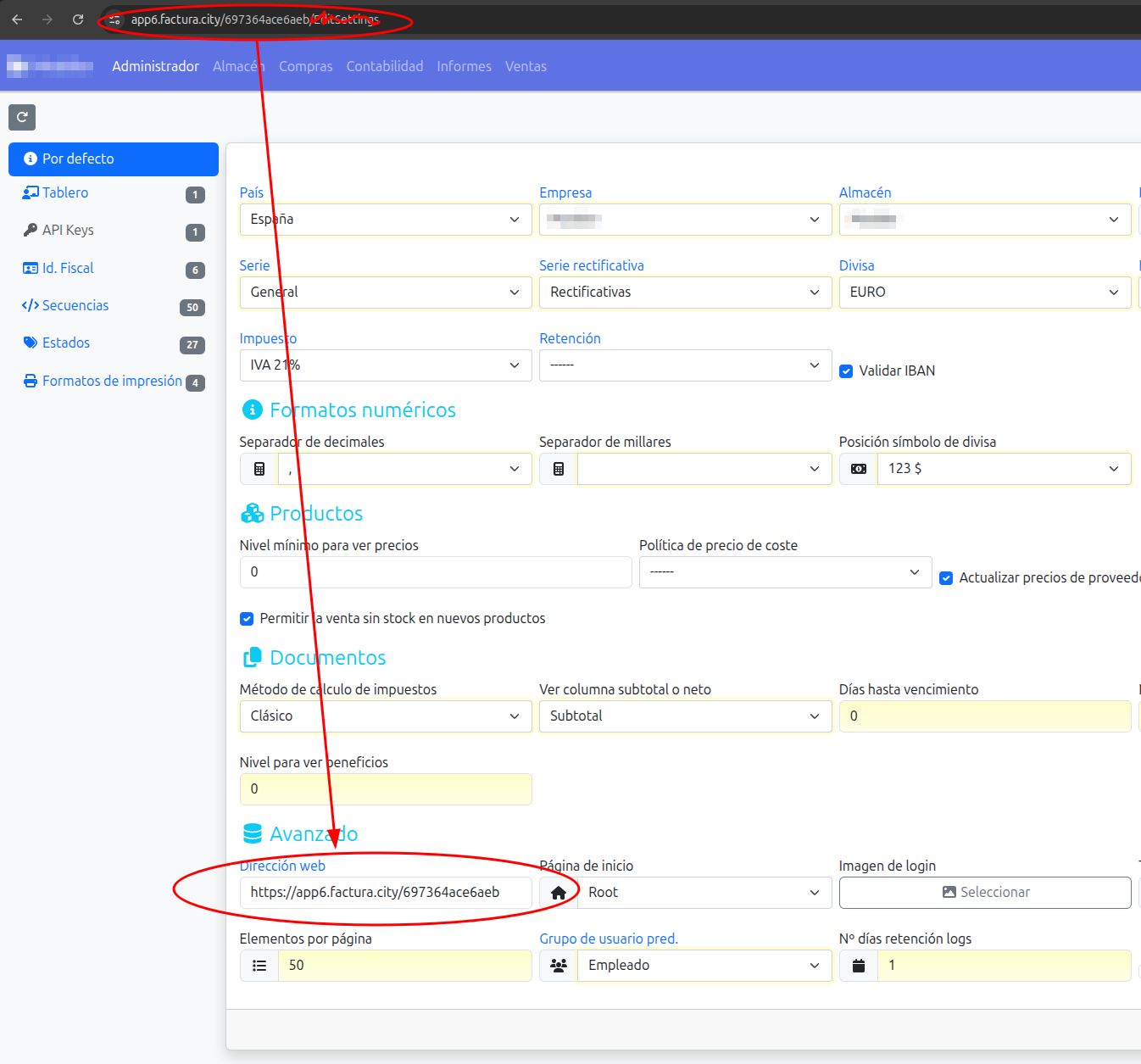 direccion web panel de control