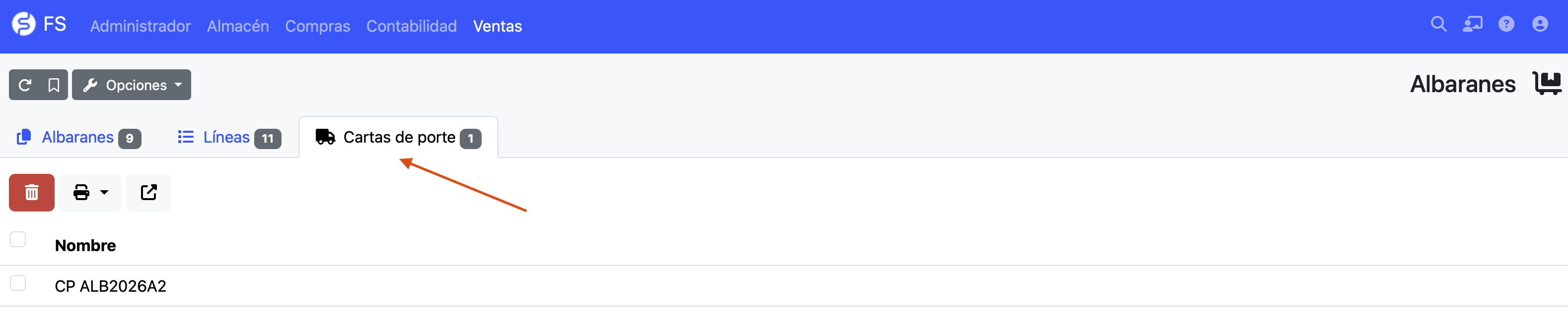 ver listado de cartas de porte