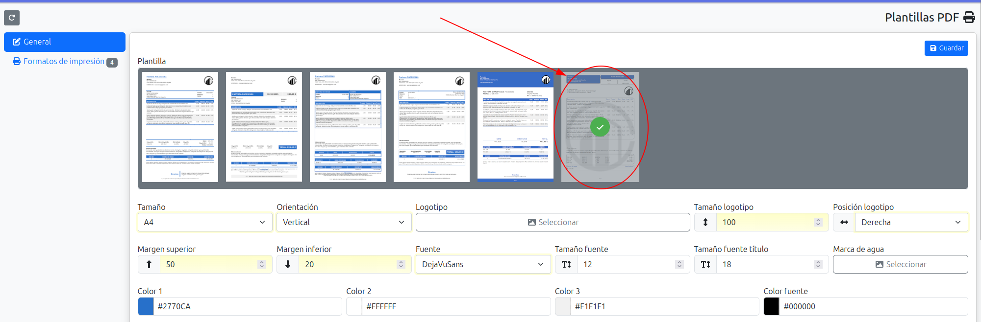 seleccionar plantilla detallada