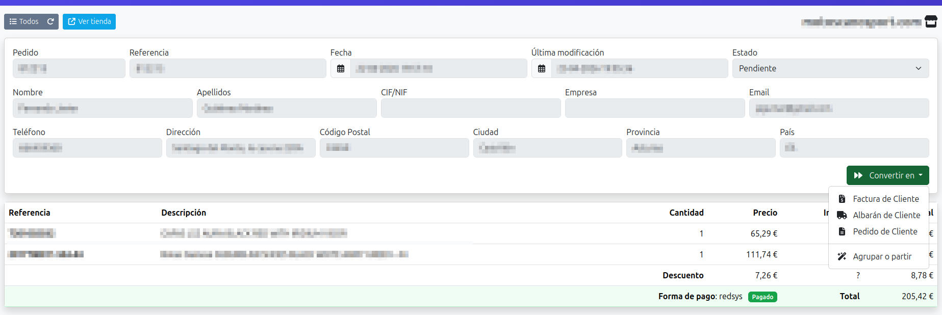 ver pedido de shopeame