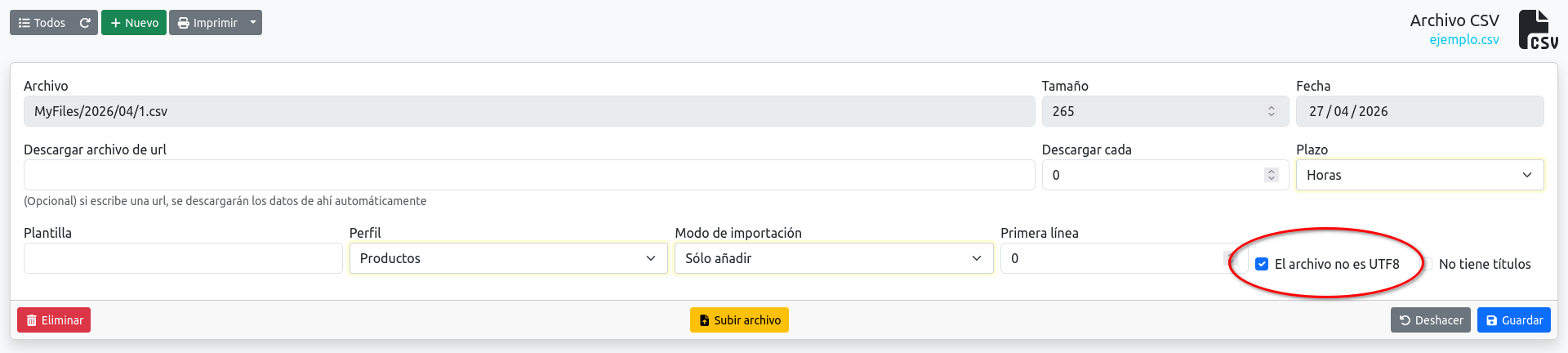 caracteres raros csv