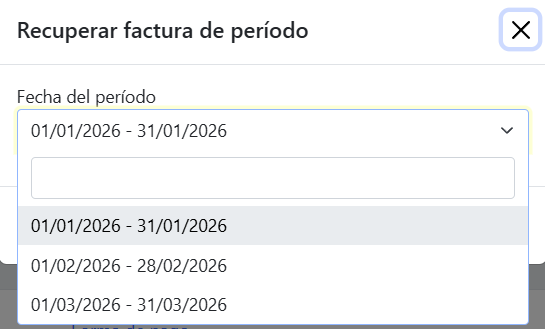 Modal recuperar factura