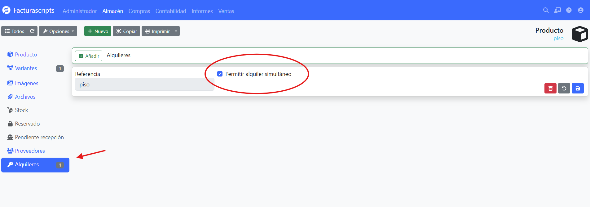 casilla permitir simultaneo