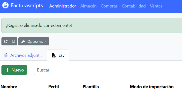pestaña csv