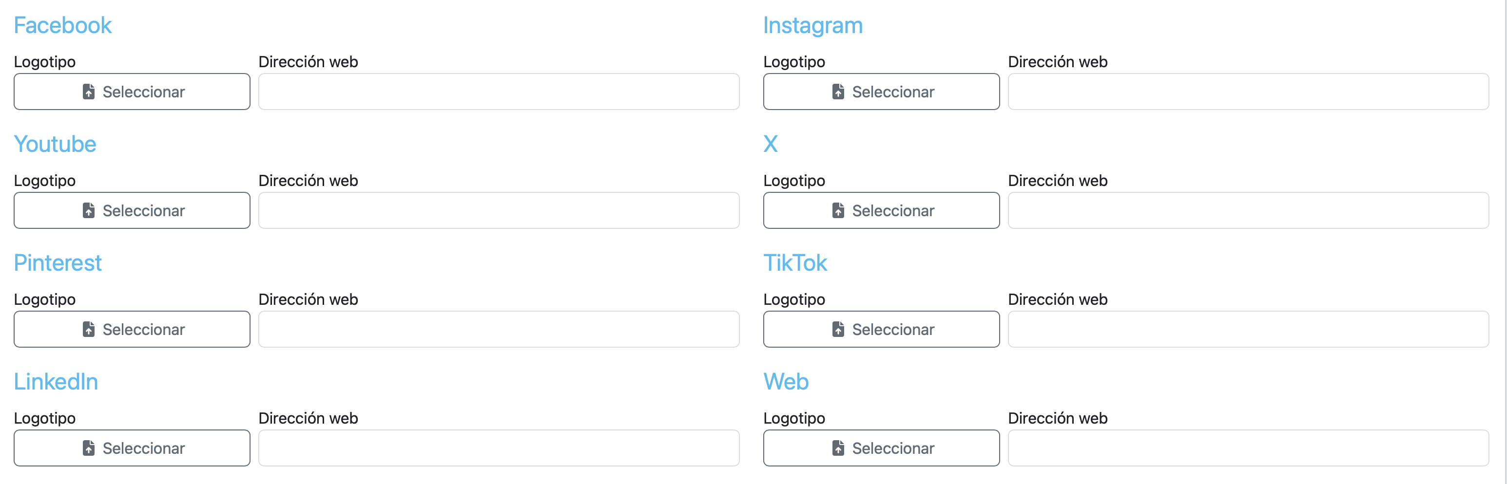 redes sociales de la plantilla del email