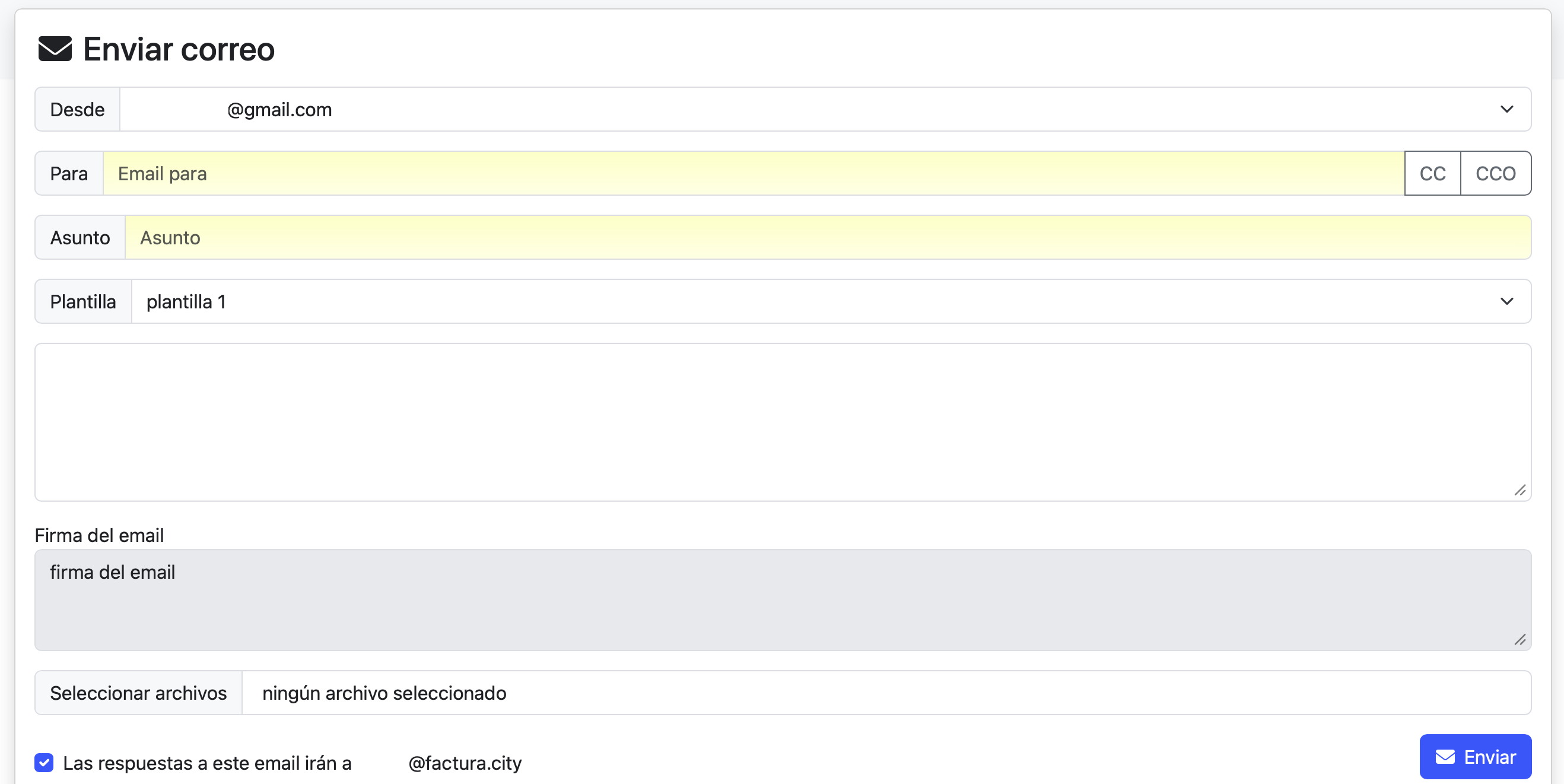 formulario envío de email