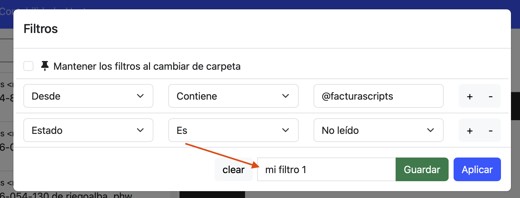 guardar un filtro de búsqueda