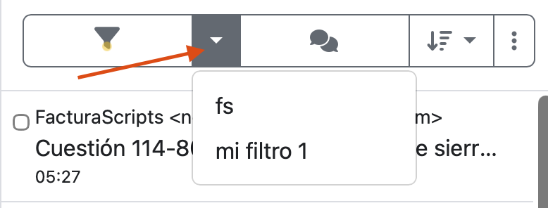 cargar un filtro de búsqueda guardado