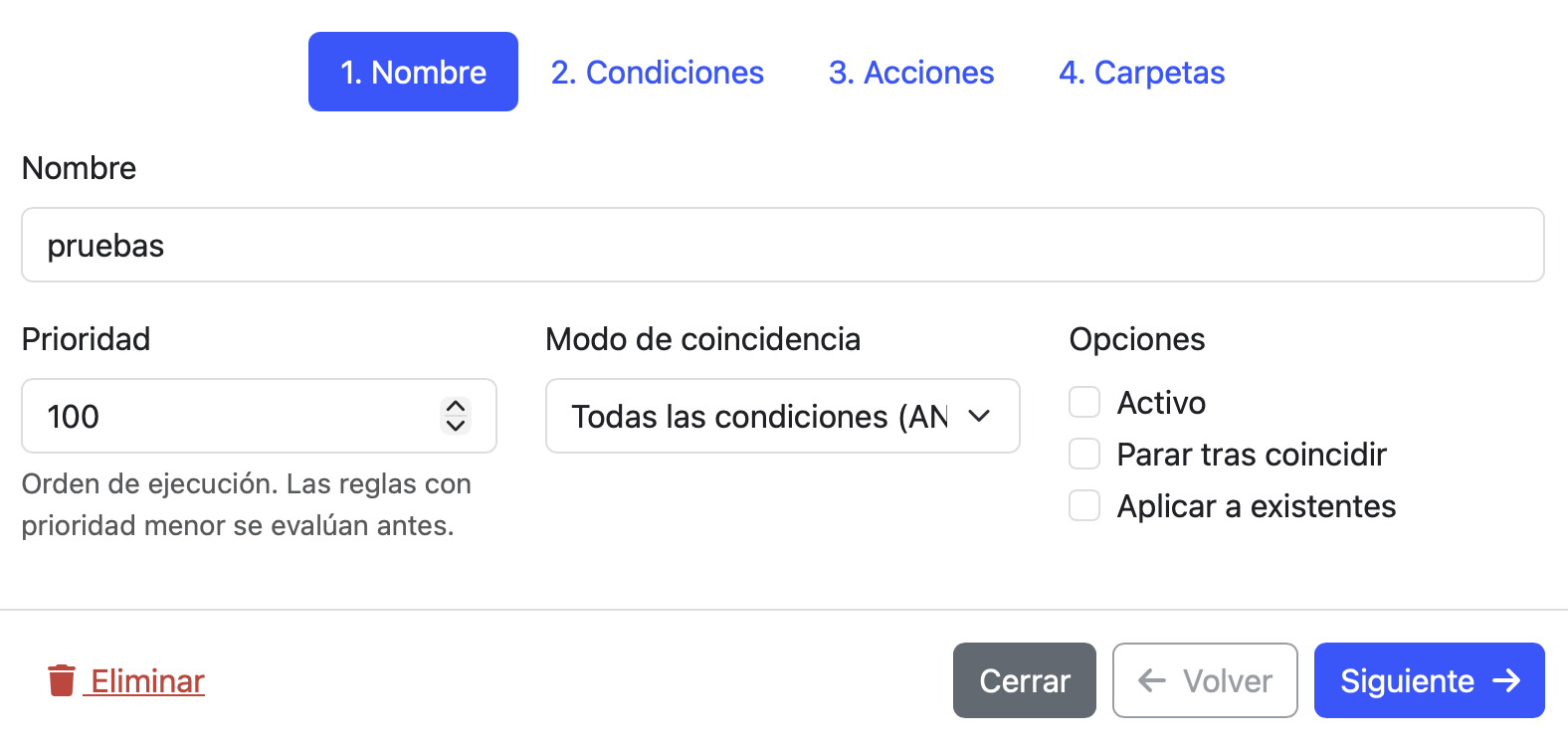 paso 1 de la regla