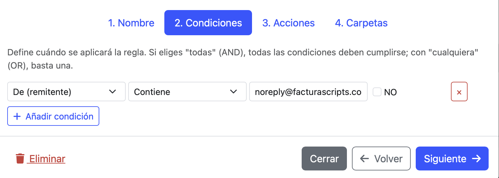 paso 2 de la regla
