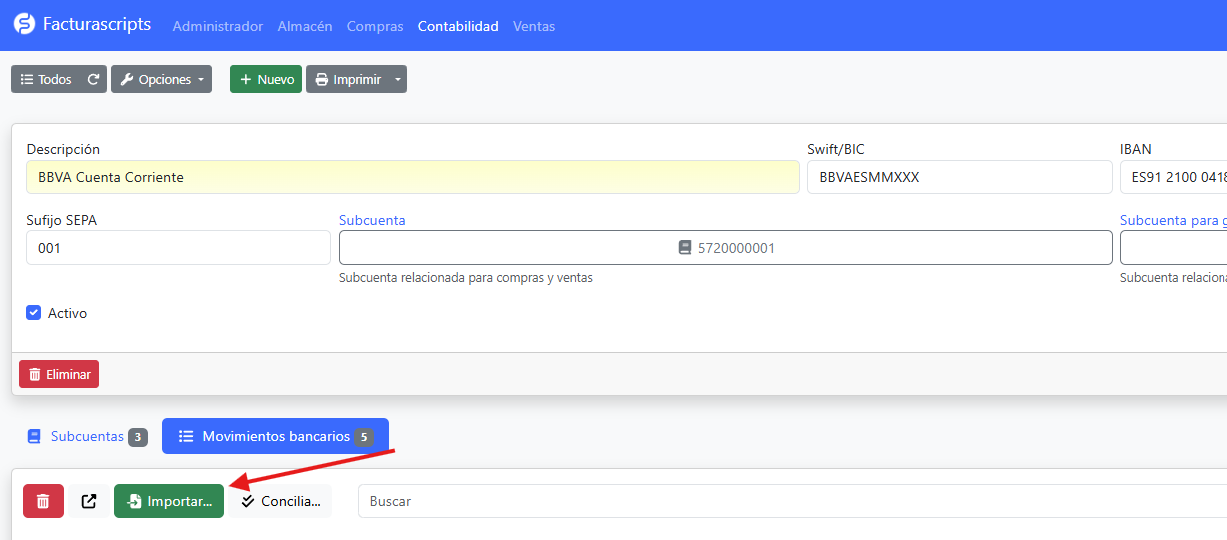 Movimientos bancarios