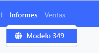 Menú Informes con la opción Modelo 349