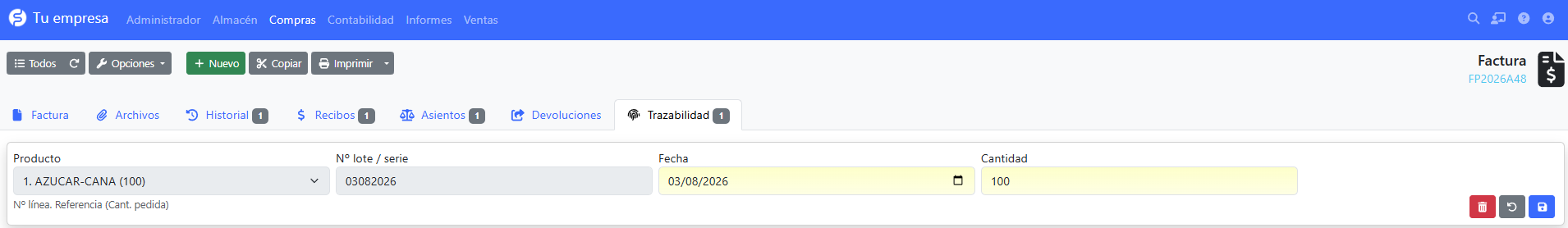 Trazabilidad añadida