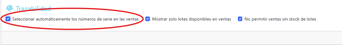 activar selección automática de números de serie