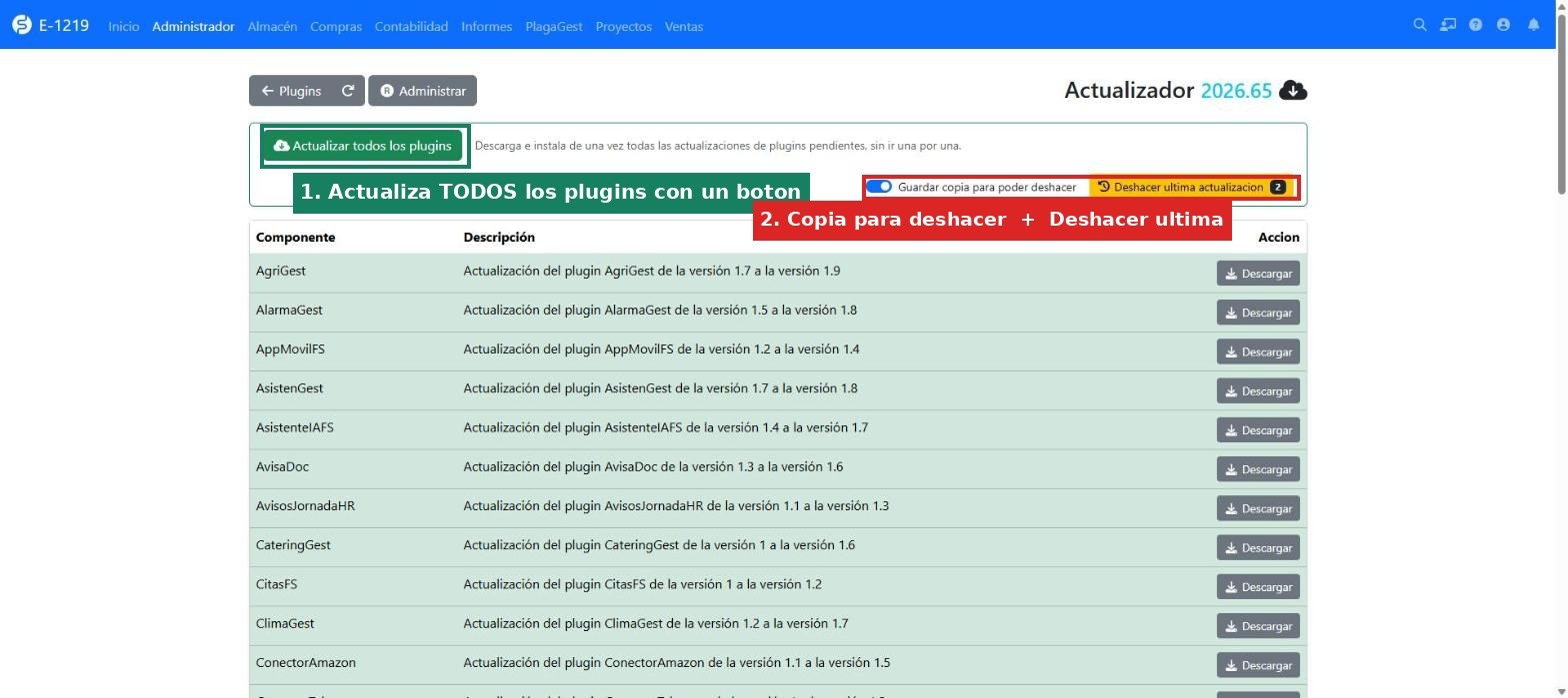 Pantalla Actualizador de MaxUpdate