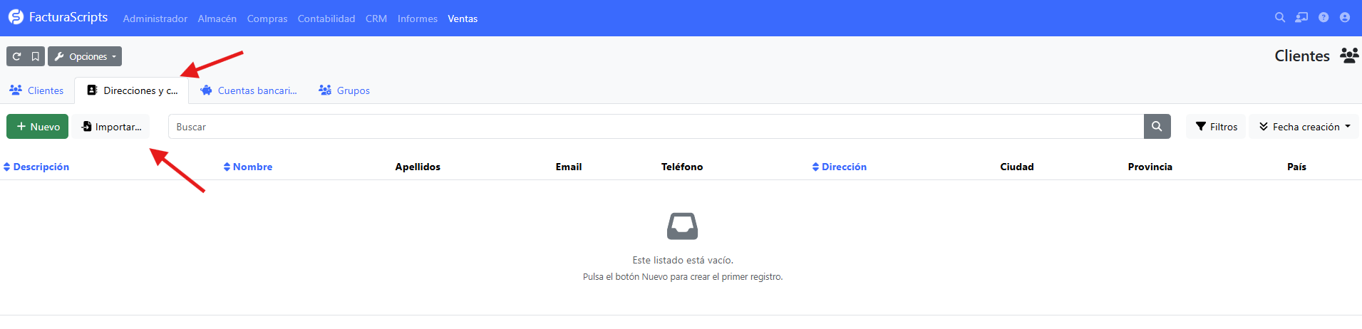 importar contactos google a FacturaScripts