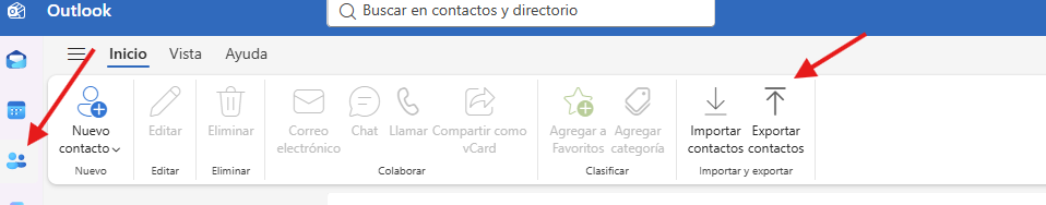 Exportar contactos de Outlook