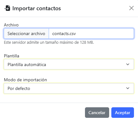seleccionar listado contactos