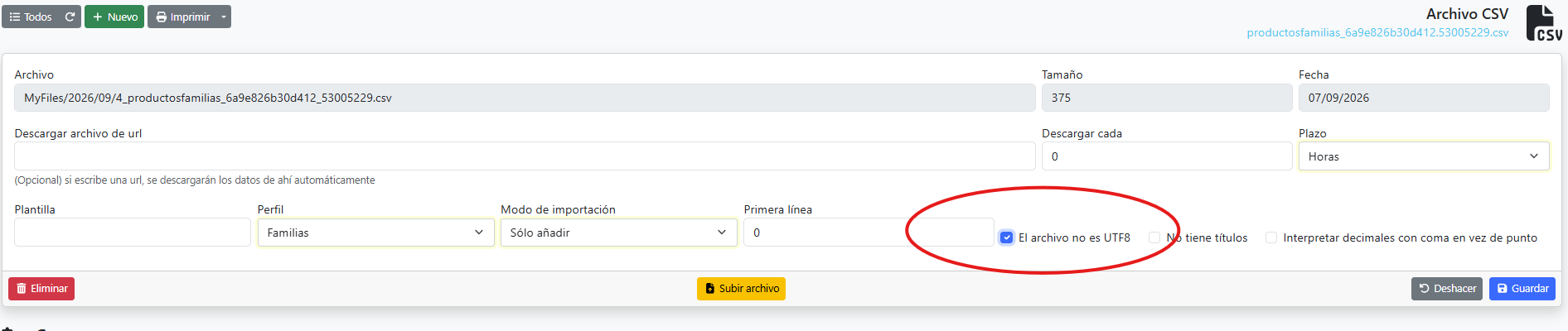 caracteres raros csv