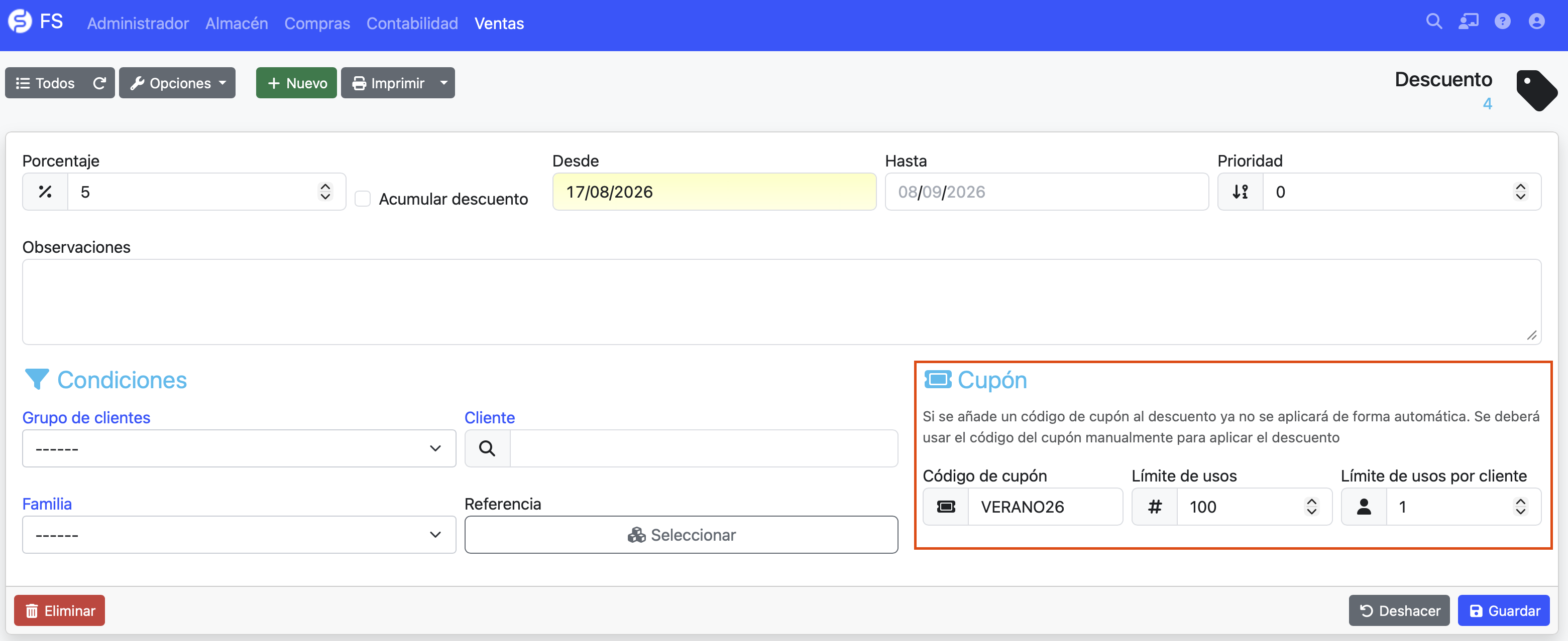 como crear cupones