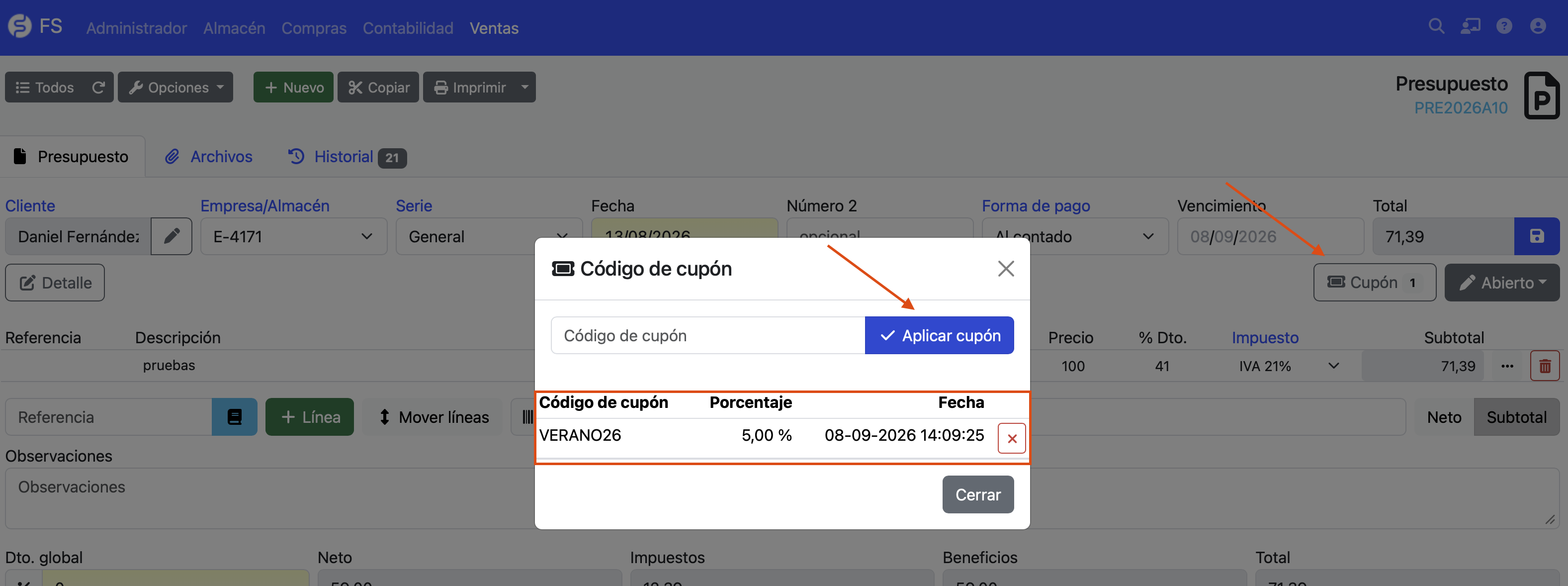 aplicar cupón