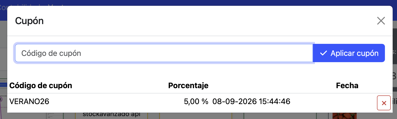 ver, editar o eliminar cupones