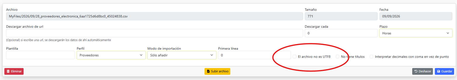 caracteres raros csv