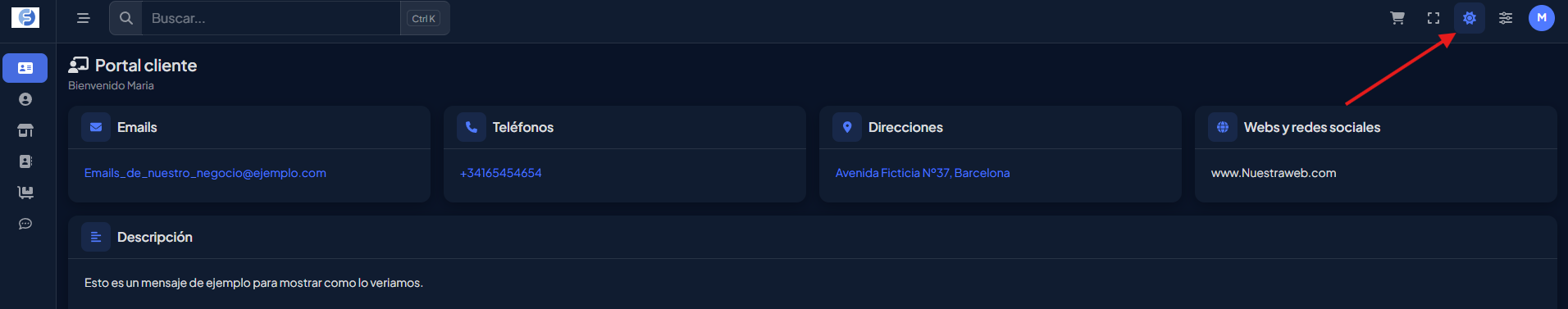 Botón de cambio de tema en la cabecera del portal oscuro