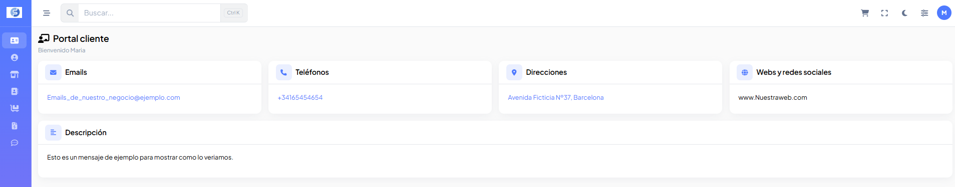 Pestaña Información del portal
