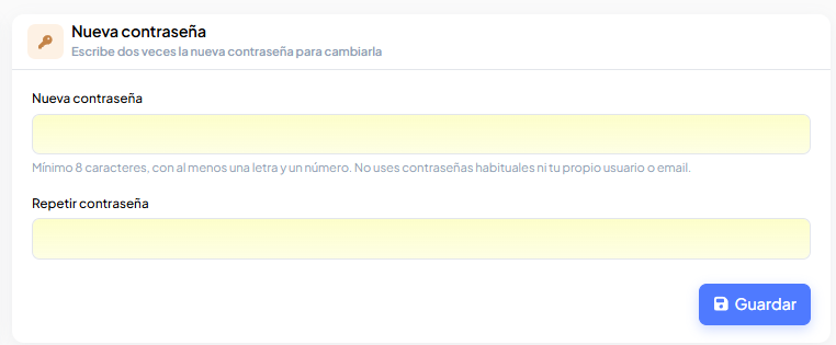 Bloque "Nueva contraseña"