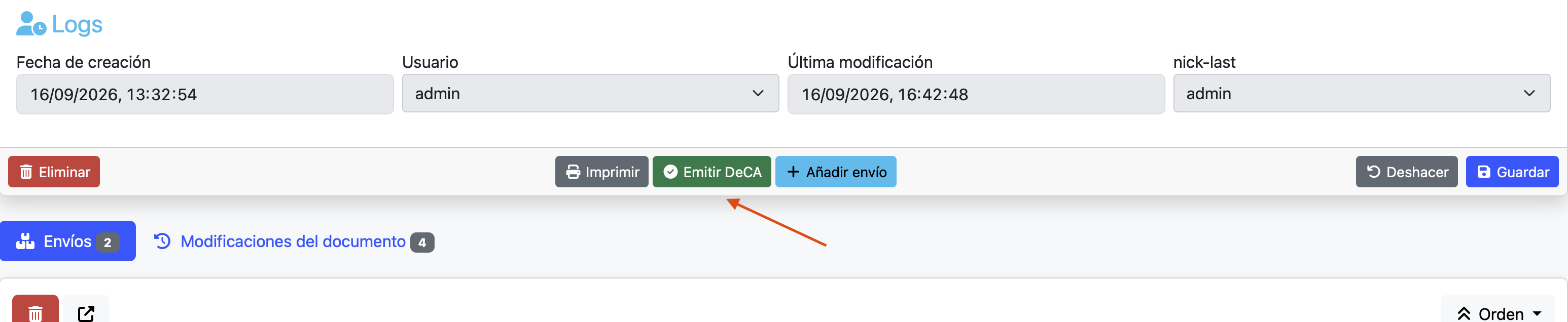 DeCA emitido